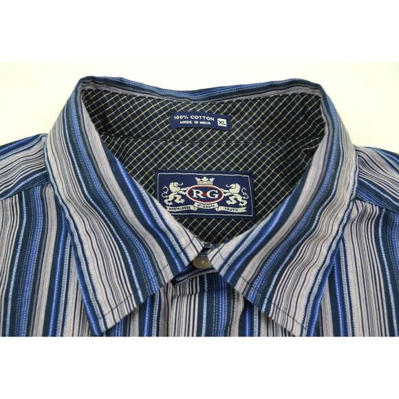Robert Graham Men's XL Blue Purple Striped Cotton Shirt Button Down Long Sleeves - Picture 13 of 16